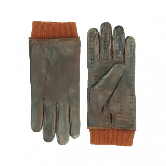 Gants Femme cuir velours fourrés Olive